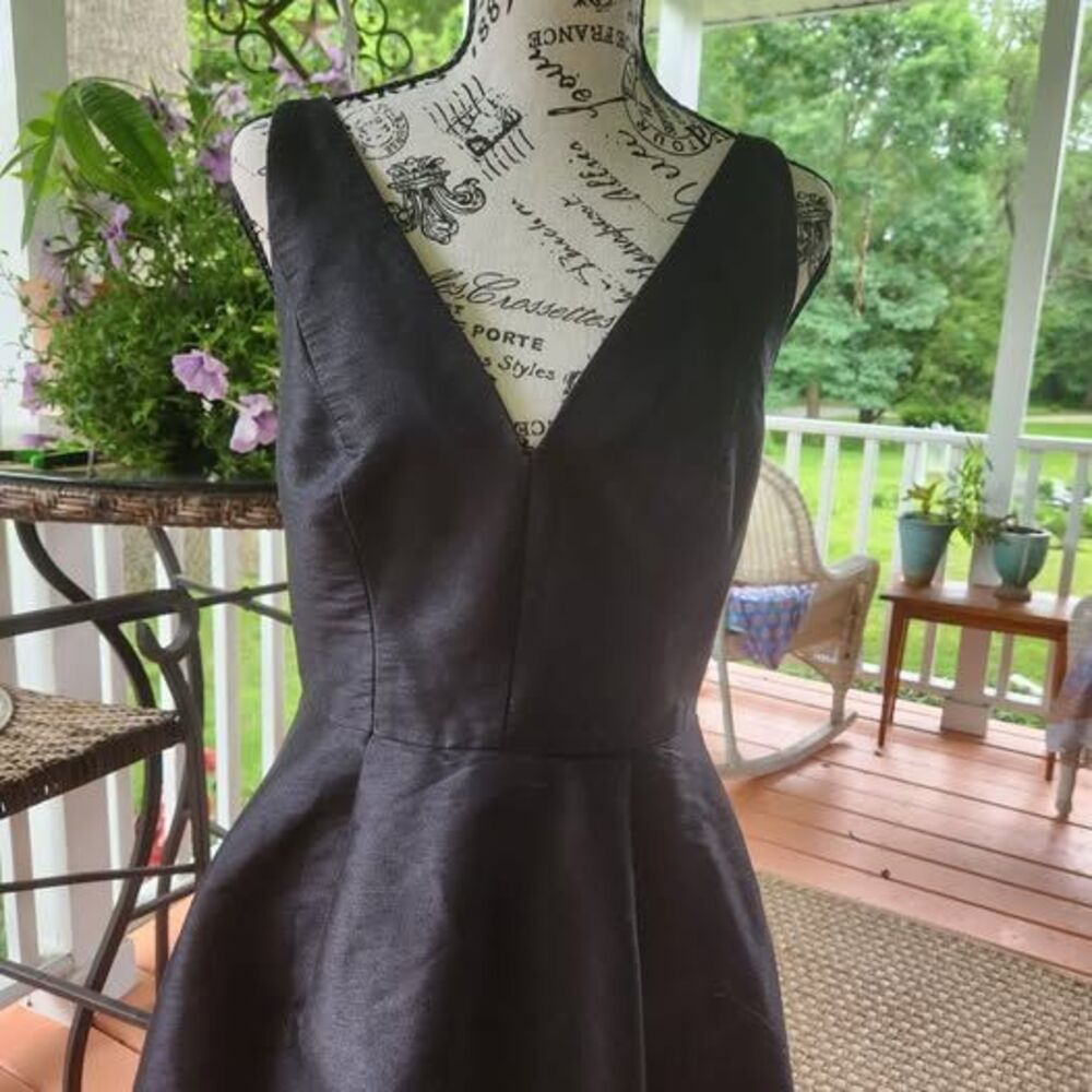 Monique Lhuillier Black Lace Dress, High Low Formal Gown Sz 8, Cocktail Evening - Picture 5 of 10
